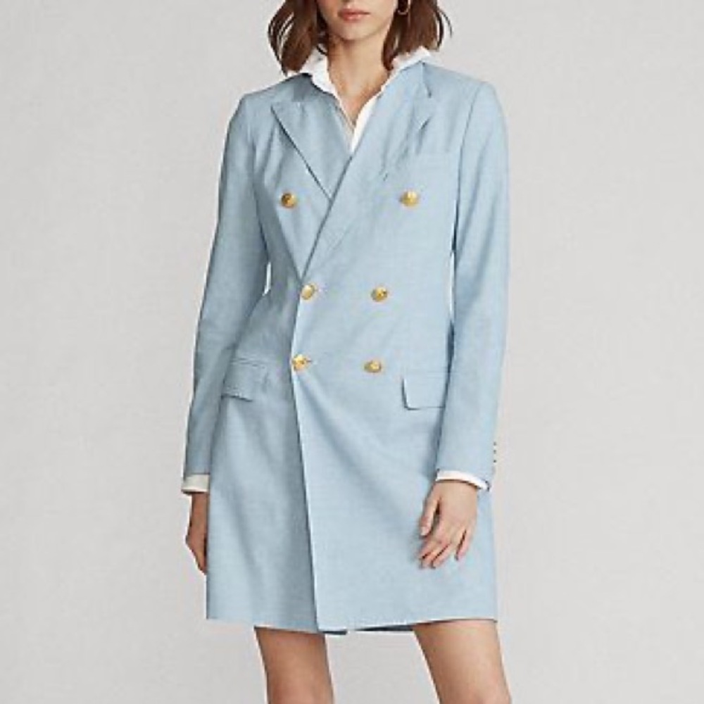 Polo Ralph Lauren Petite Cotton Double Breasted Blazer Dress Size 10P